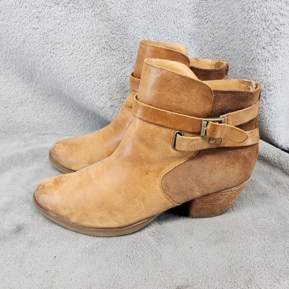 Korks Shoes Womens Size 9.5 Brown Leather Rohit Buckle Ankle Boots *Read*